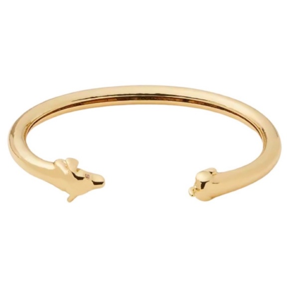 KATE SPADE • Hot Dog Flex Cuff Jewelry Bracelet New York City Nod Gold - Picture 1 of 4